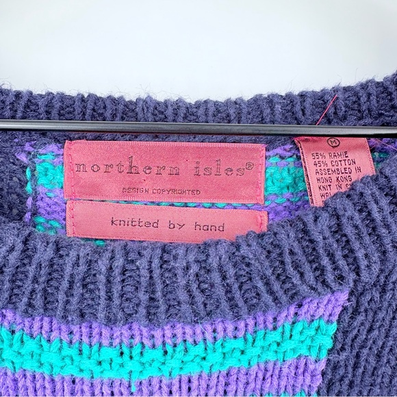 Vintage Northern Isles Hand Knitted Patchwork Sweater - Picture 4 of 10